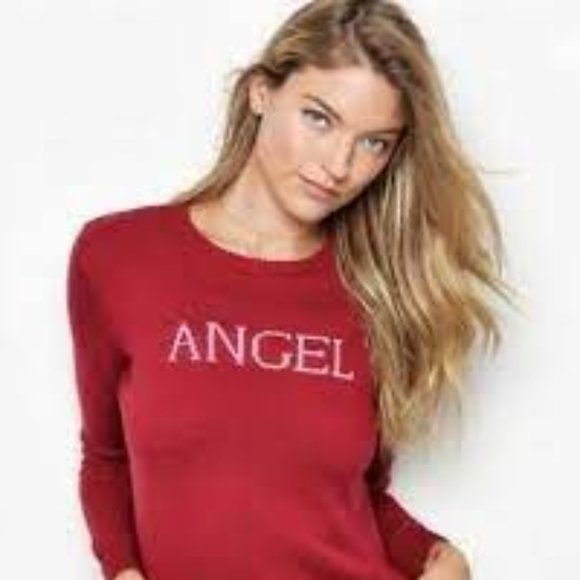 VICTORIA'S SECRET Red Long Sleeve Angel Thermal Top Sz L - Picture 2 of 8